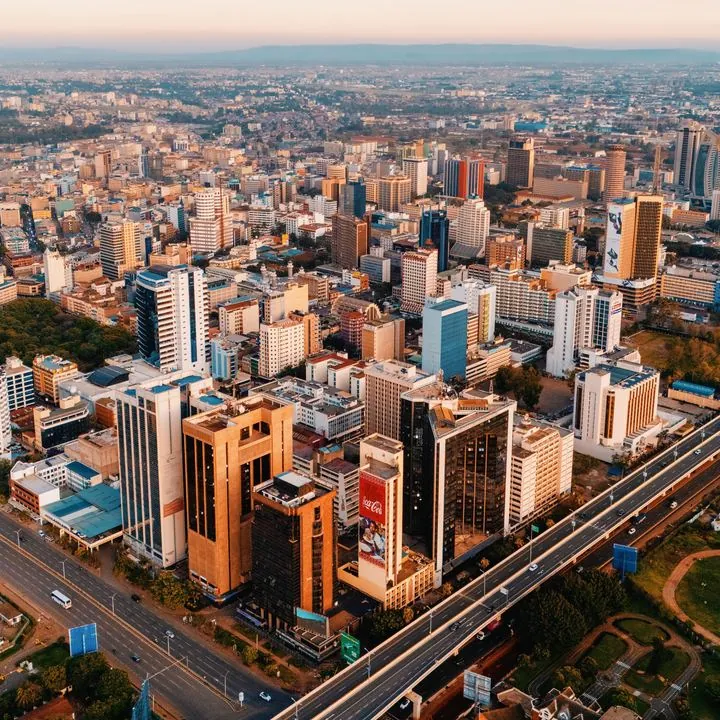 Nairobi at sunrise from the air